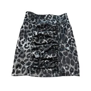 Kenpo Girl Kids Grey Black Leopard Ruched Skirt High Waist Animal Print